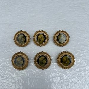 Vintage 8 Count Replacement Buttons Metal Goldtone Enamel Medieval Roman Soldier